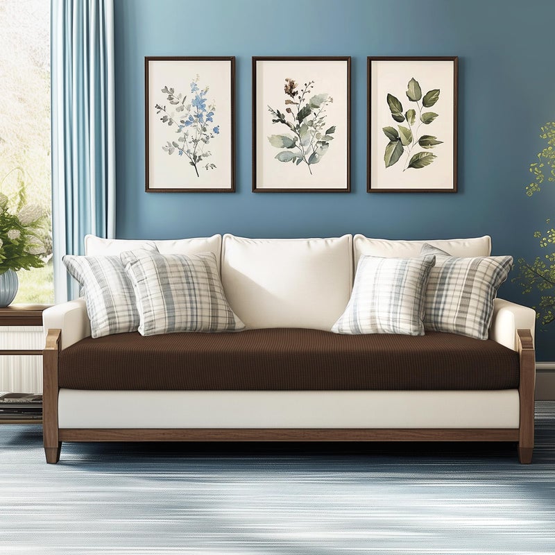 CHUN YI Stretch Couch Cushion Cover Suitable for 3 Settee, Sofa Seat Slipcover with Spandex Jacquard Fabric(Large,Chocolate) - Image 4